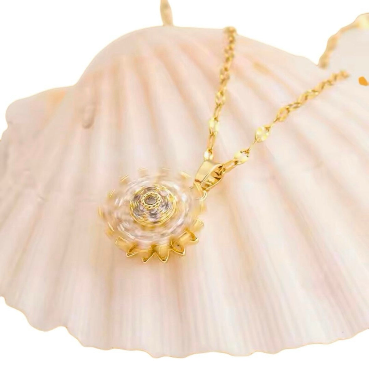 18K Gold Sunflower Rotating Necklace