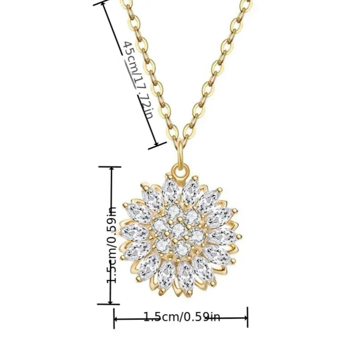 18K Gold Sunflower Rotating Necklace